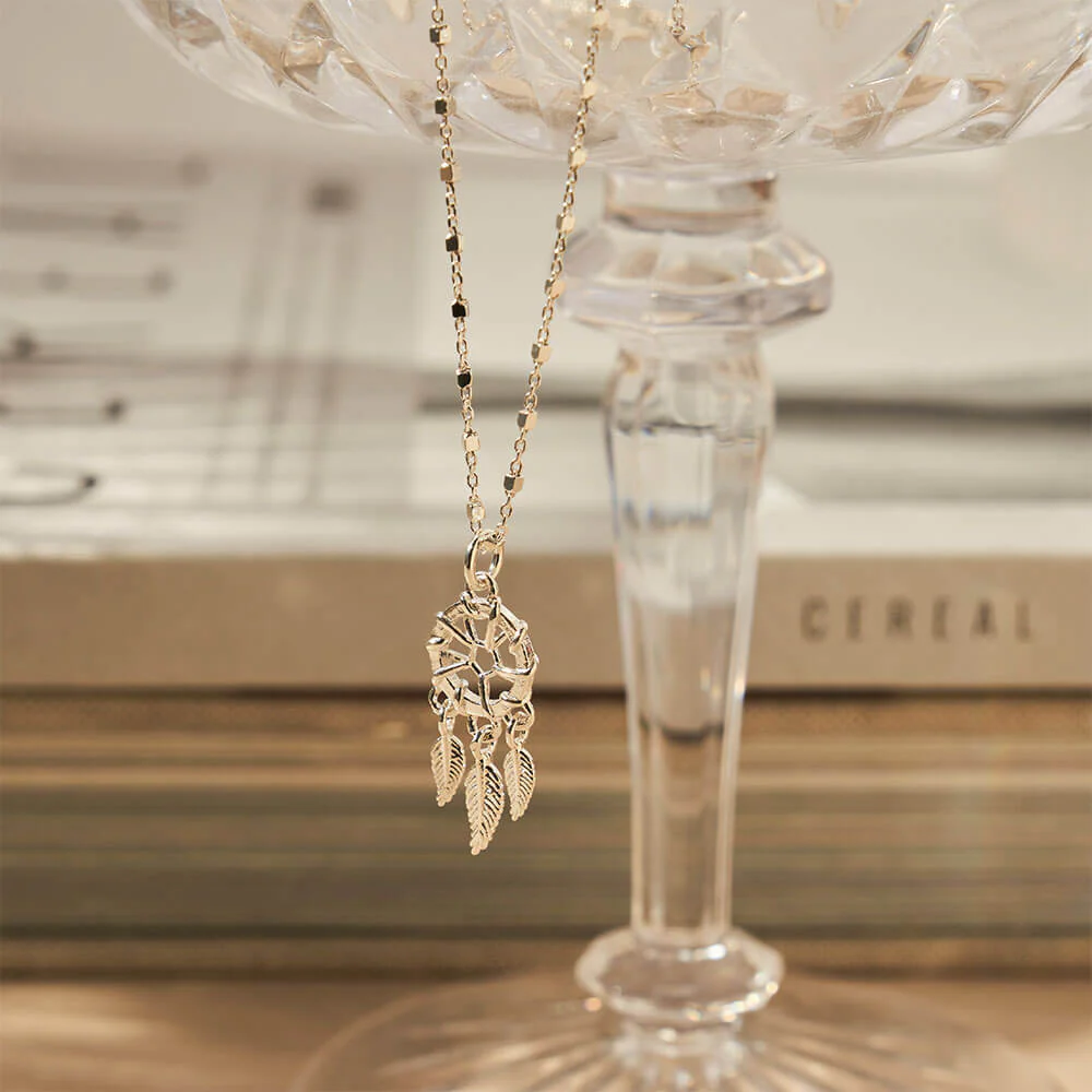 Delicate Cube Chain Dream Catcher Necklace - Image 4