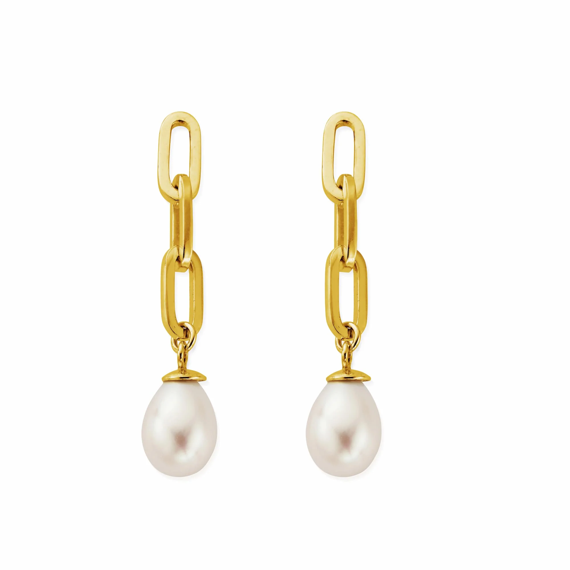 Mini Link Pearl Drop Earrings - Image 3